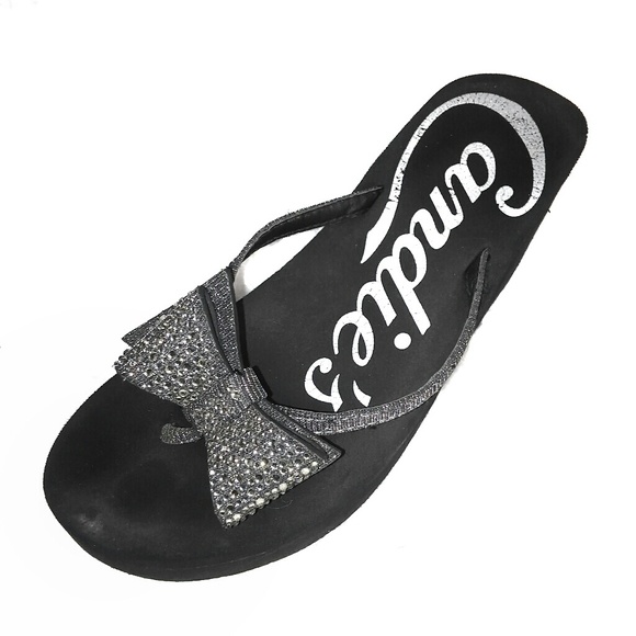 candies bling wedge flip flops